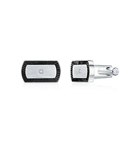 Metallo Stainless Steel, D-c Outline, Single Cz Cuff Links