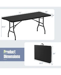 6 Feet Portable Folding Table 350 lbs Capacity Fold-in-Half with Hdpe Tabletop