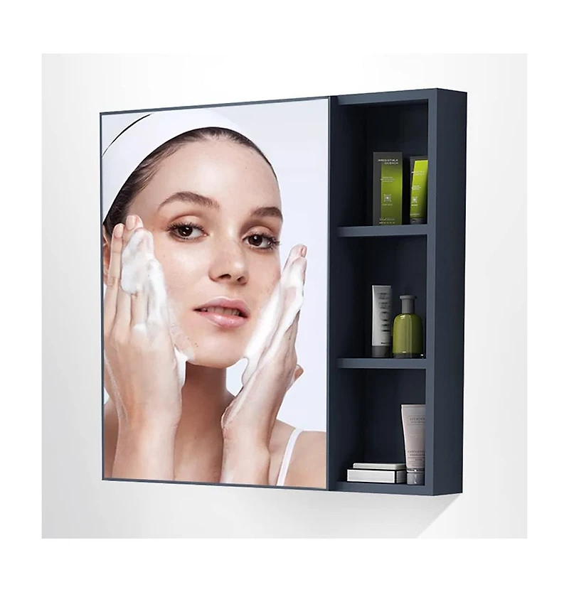 Vanirror 24-30" Blue Mirrored Medicine Cabinet - Wall-Mounted Bathroom Storage with Adjustable Shelf