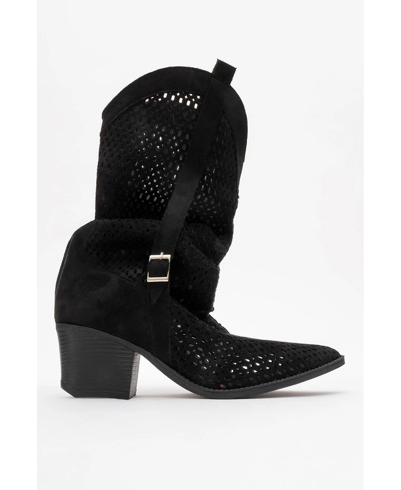 Prologue Shoes Larry Elasticated Block Heel Boot