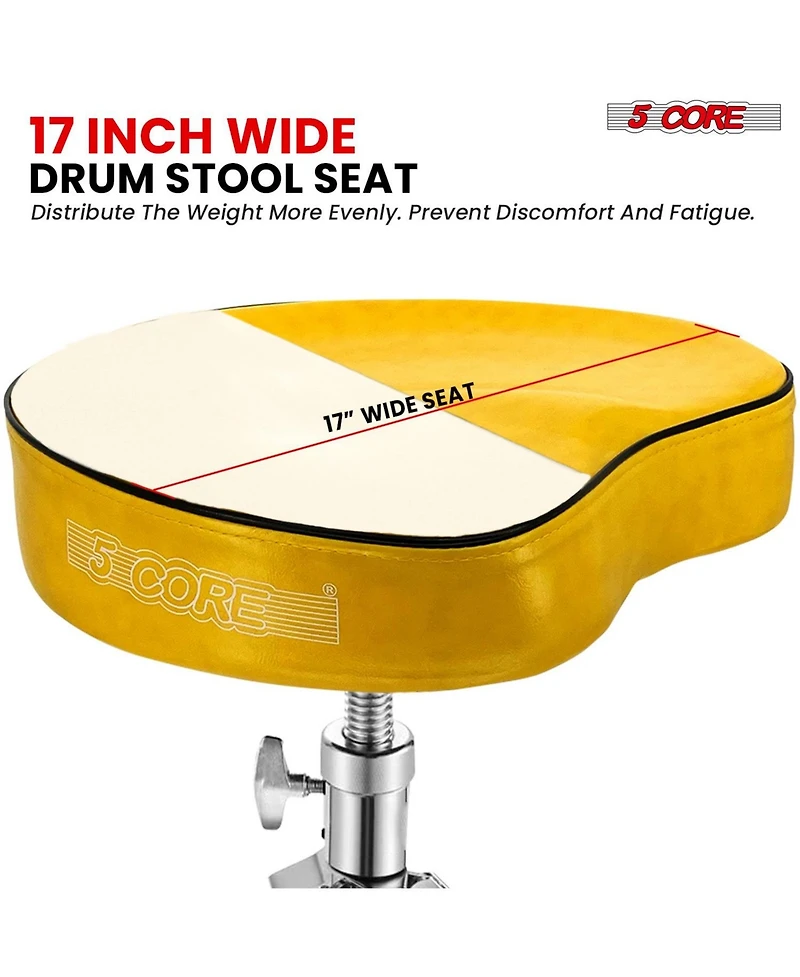 5 Core Drum Throne 4" Padded Guitar Stool Drummer Chair Adjustable Musician Seat