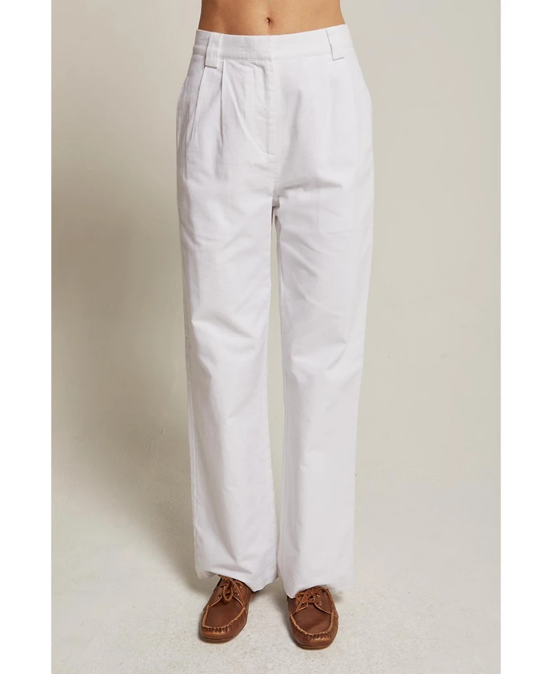Crescent Women's Erin Straight Leg Linen Trousers Success
