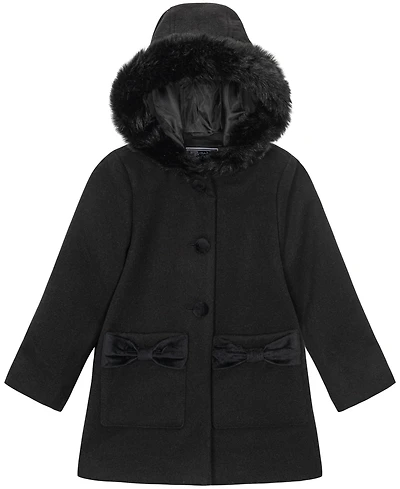 S Rothschild & Co Toddler and Little Girls Bow Pocket Dress Coat