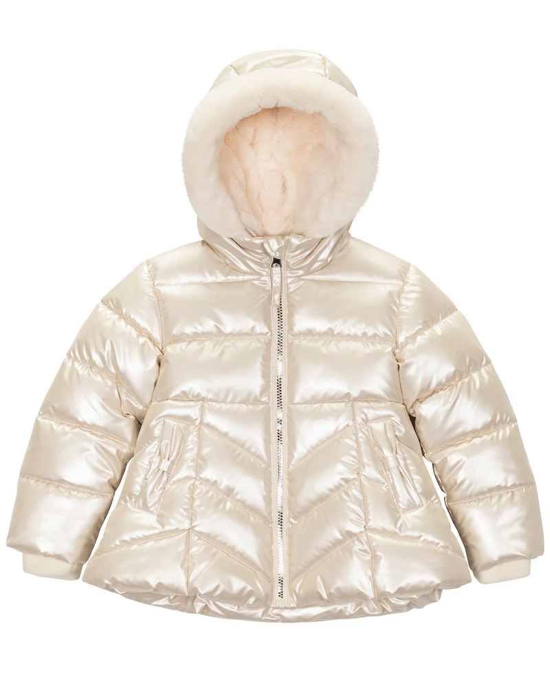 S Rothschild & Co Toddler Little Girls Metallic Quilted Jacket