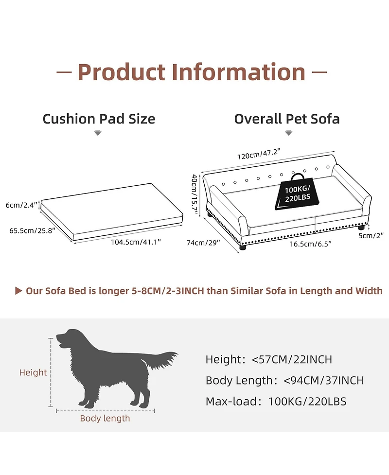 Bingopaw Xl Spacious Pet Bed Dog Cat Sofa Couch Cushion Puppy Lounge Anti Scratch/Wear