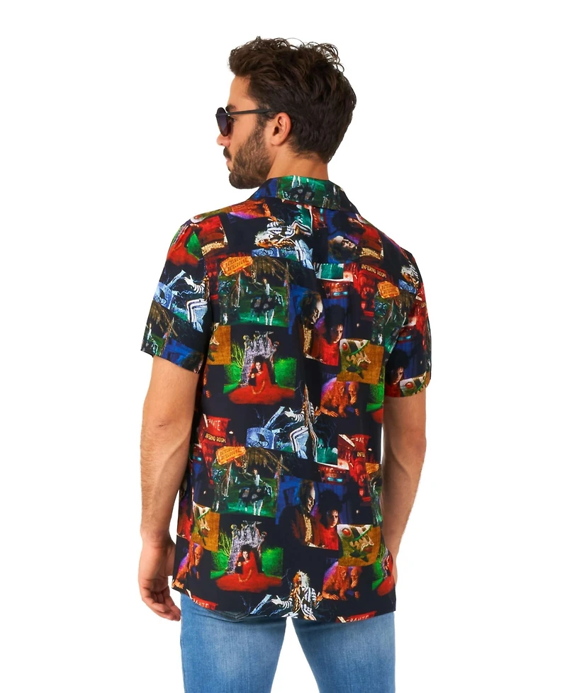 OppoSuits Men's Official GhostFace Hawaii Shirt - Halloween Themed Party Short Sleeve Multicolor