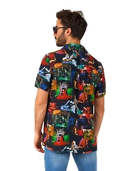 OppoSuits Men's Official GhostFace Hawaii Shirt - Halloween Themed Party Short Sleeve Multicolor