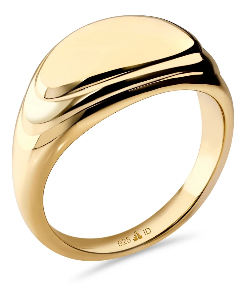 Devata Contour-lined Dome Ring Gold Plated Sterling Silver,