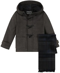 S Rothschild & Co Toddler and Little Boys 2-Piece Toggle Dress Coat Scarf Set