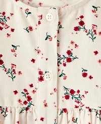 Carter's Toddler Girls Floral Print Corduroy Long-Sleeve Dress