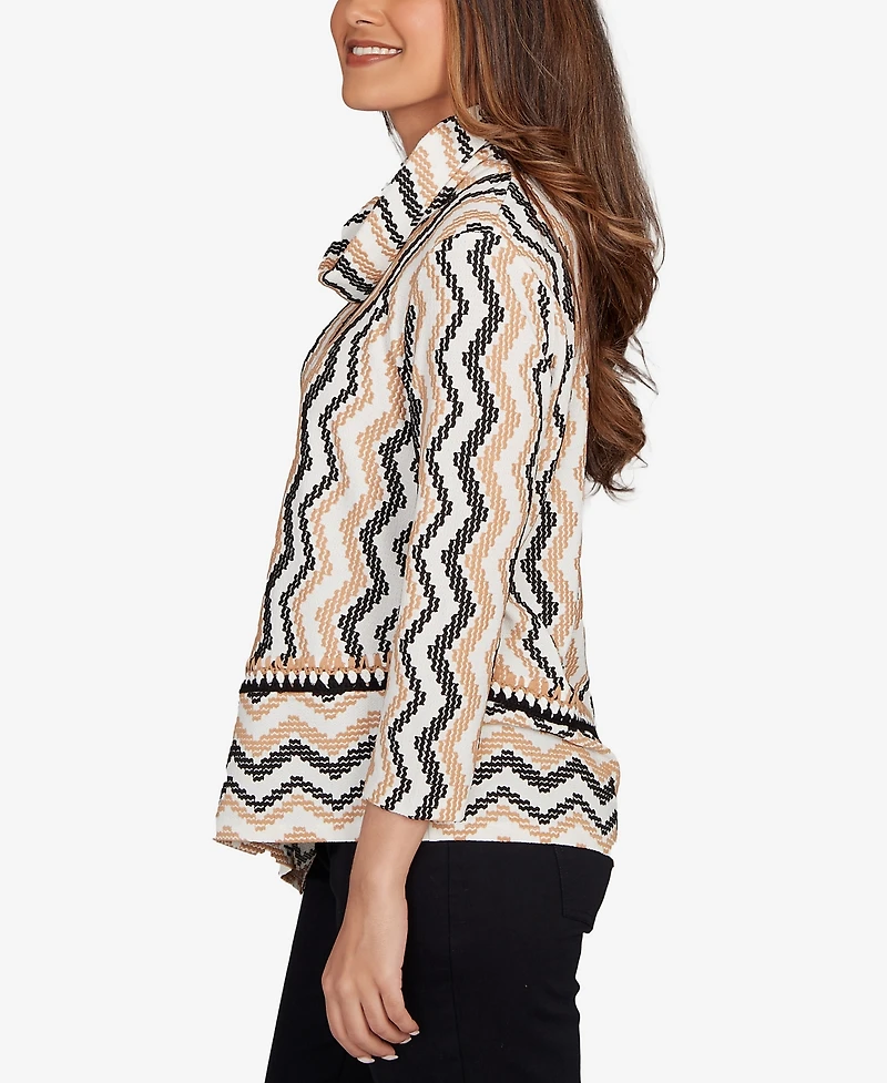 Ruby Rd. Petite Cowl Neck Zigzig Textured Knit Top