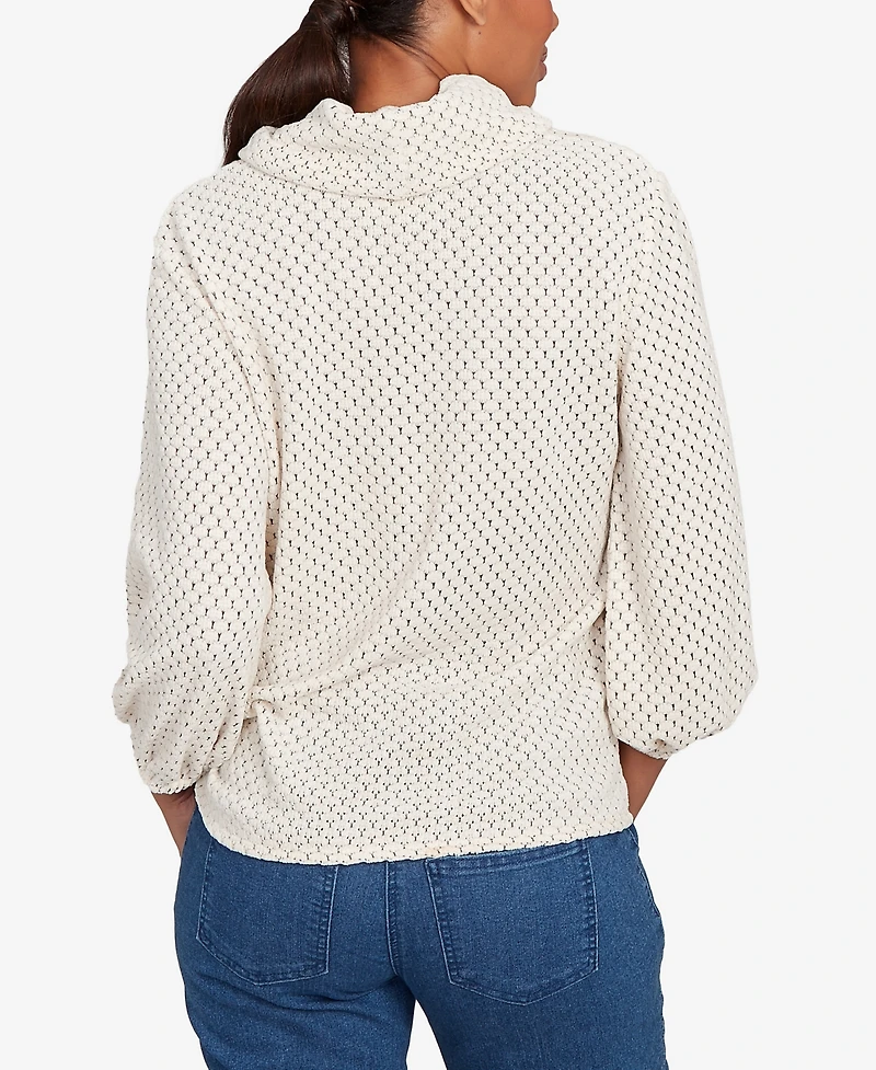 Ruby Rd. Petite Honeycomb Chenille Cowl Neck Top
