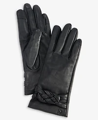Cole Haan Women's Braided-Cuff Leather Gloves