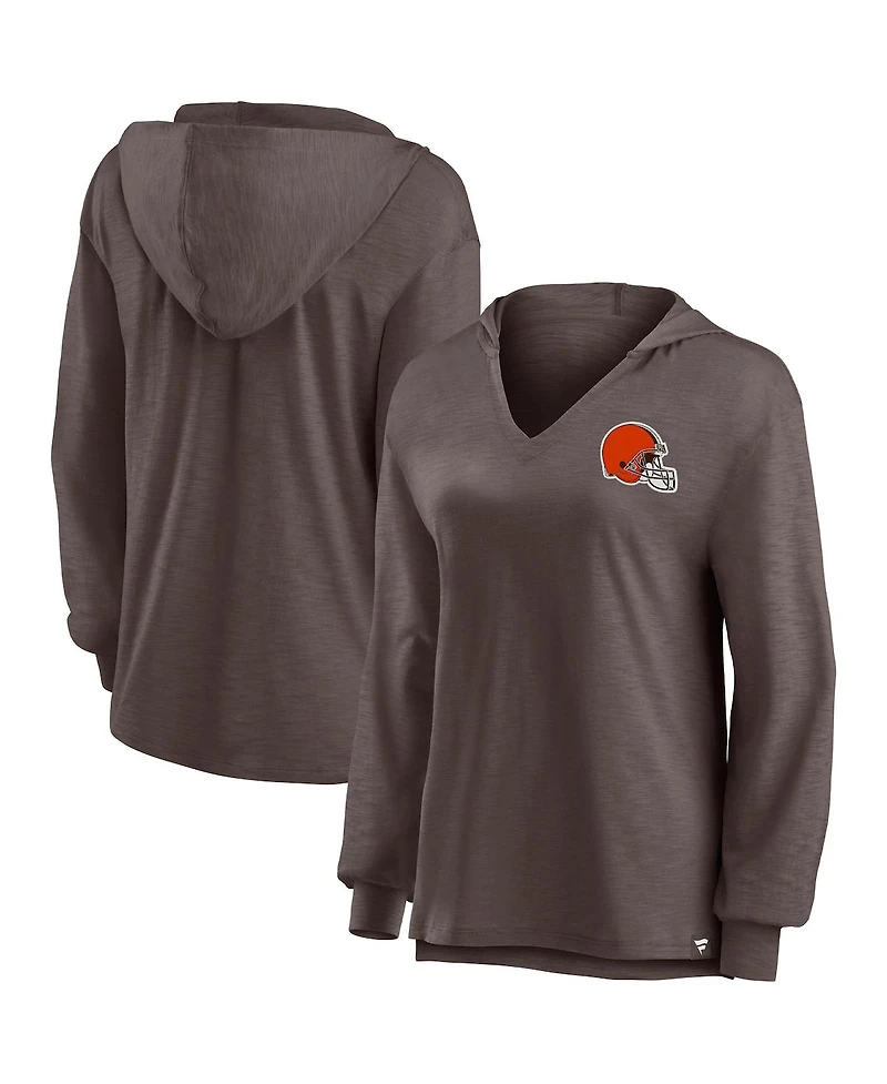 Fanatics Women's Brown Cleveland Browns Jumper V-Neck Pullover Hoodie