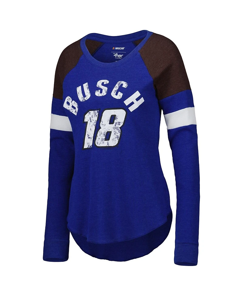 G-iii 4Her by Carl Banks Women's Royal Kyle Busch Action Tri-Blend Thermal Raglan Long Sleeve T-Shirt