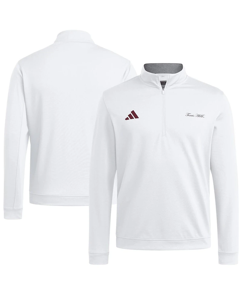 Adidas Men's White Texas A&M Aggies Elevated Quarter-Zip Jacket