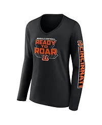 Fanatics Women's Black Cincinnati Bengals Hometown Sweep Long Sleeve V-Neck T-Shirt