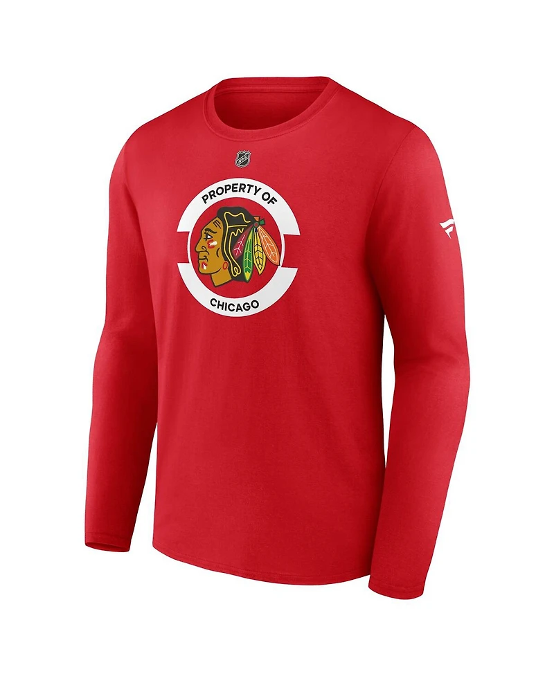 Fanatics Men's Red Chicago Blackhawks Authentic Pro Core Secondary Long Sleeve T-Shirt