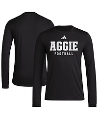 Adidas Men's Black Texas A&M Aggies Locker Practice Football Pre-Game Long Sleeve T-Shirt