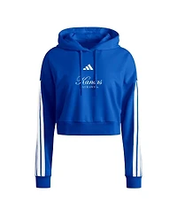 Adidas Women's Royal Kansas Jayhawks Campus Queen Cropped Pullover Hoodie