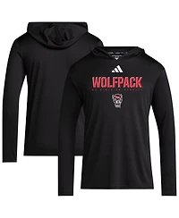 Adidas Men's Black Nc State Wolfpack 2025 Sideline Training Long Sleeve Hooded T-Shirt