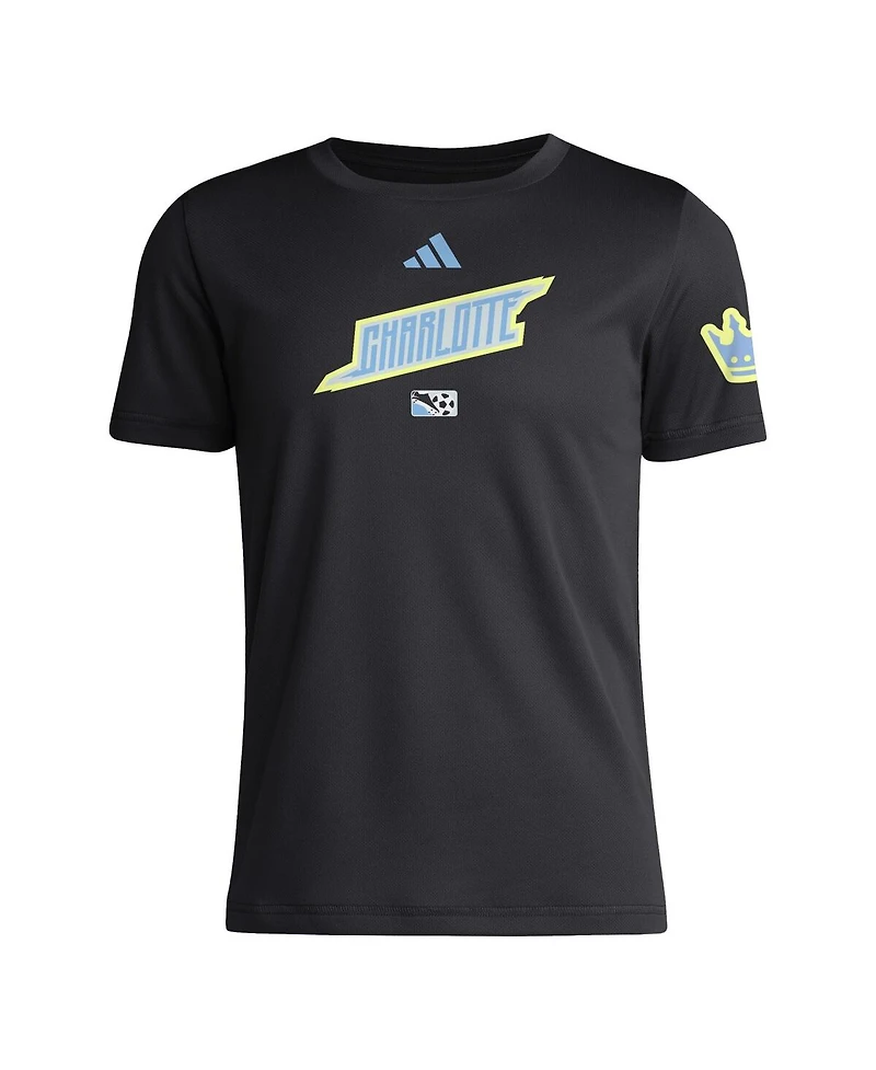 Adidas Big Boys and Girls Black Charlotte Fc 2025 Archive Collection Jersey Hook T-Shirt