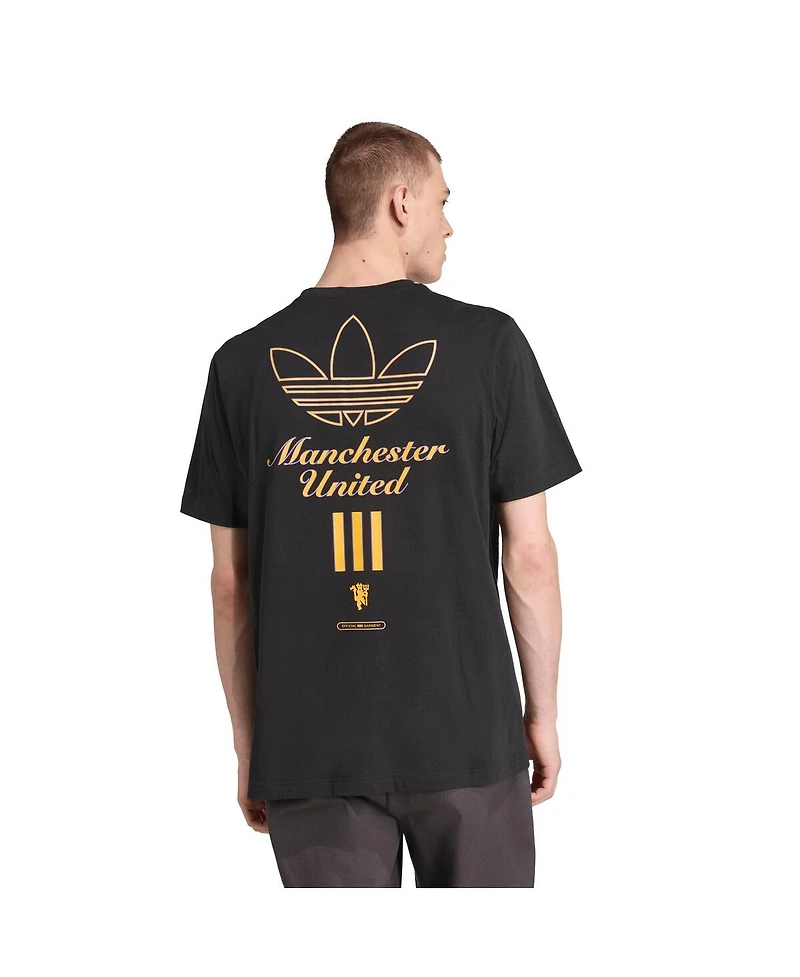 Adidas Men's Black Manchester United Terrace Icons Collection Graphic T-Shirt