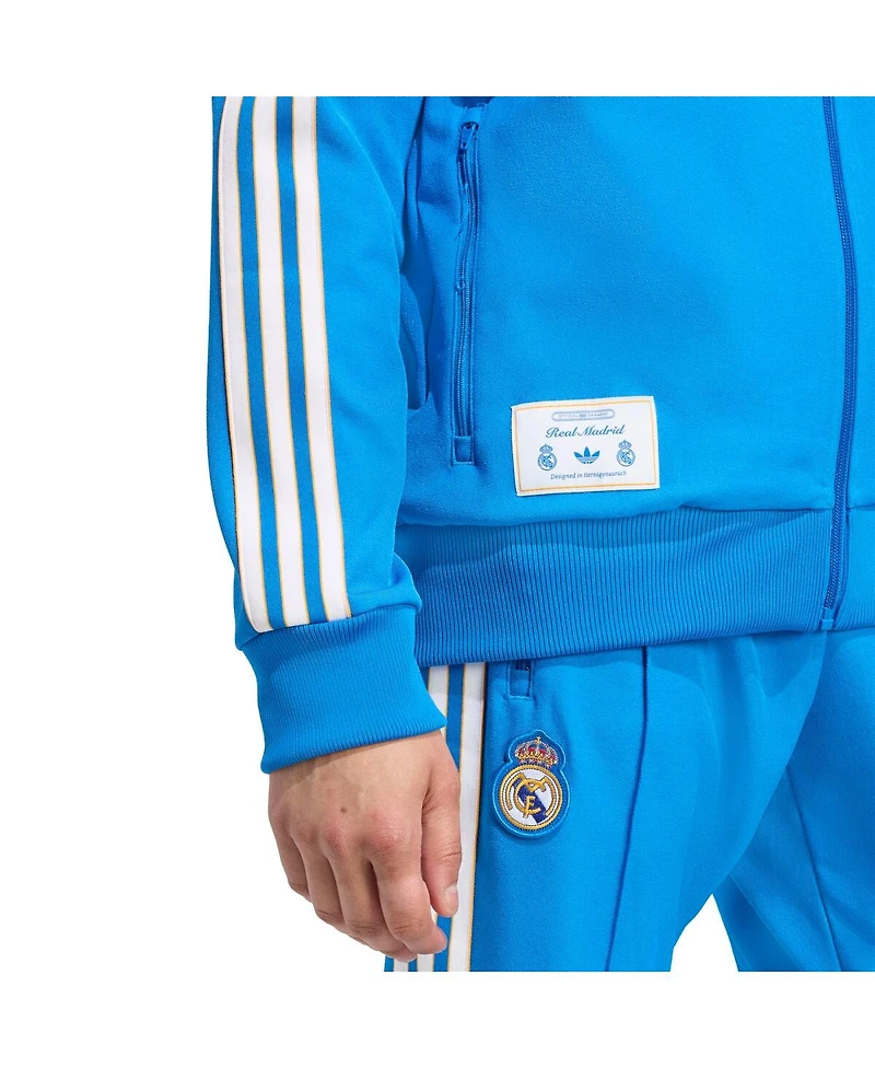 Adidas Men's Blue Real Madrid Terrace Icons Full-Zip Track Jacket