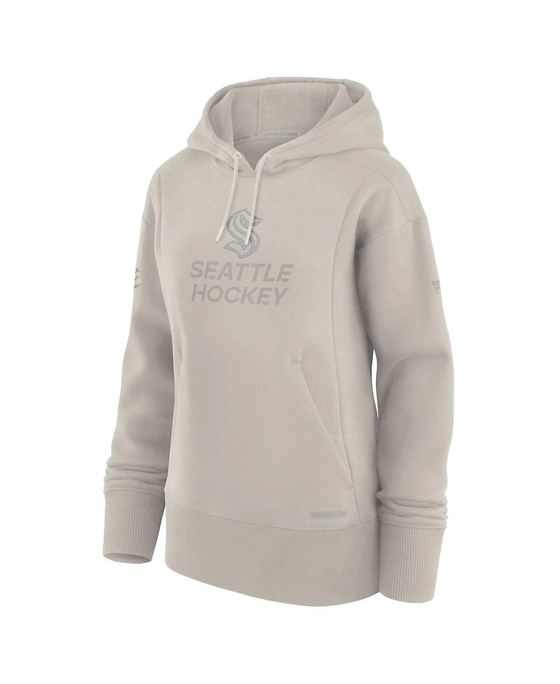 Fanatics Women's Cream Seattle Kraken Authentic Pro Road Pullover Hoodie