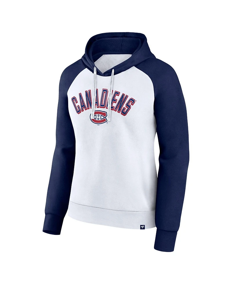 Fanatics Women's Navy Montreal Canadiens Indispensable Raglan Fleece Pullover Hoodie