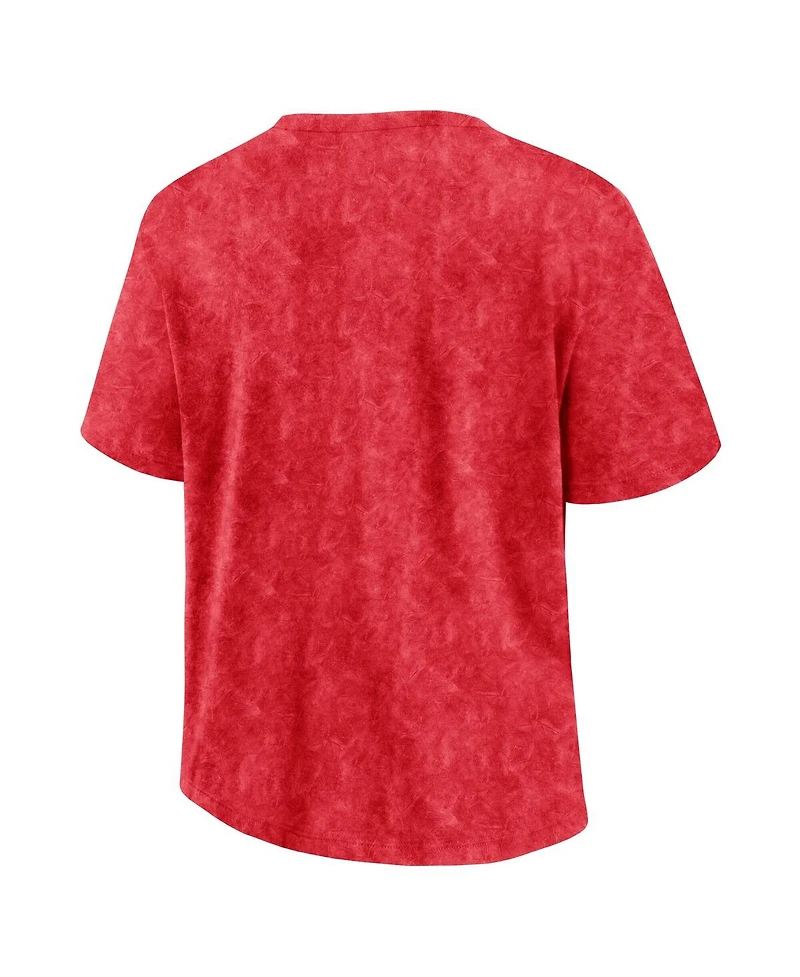 Fanatics Women's Red Chicago Blackhawks Faded Wash T-Shirt