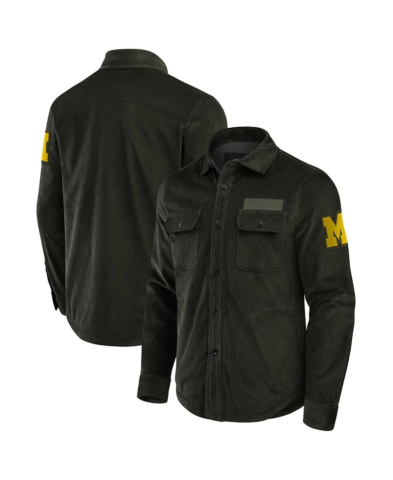 Fanatics Men's Olive Michigan Wolverines Corduroy Full-Button Shacket
