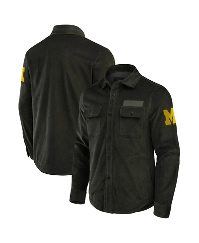 Fanatics Men's Olive Michigan Wolverines Corduroy Full-Button Shacket
