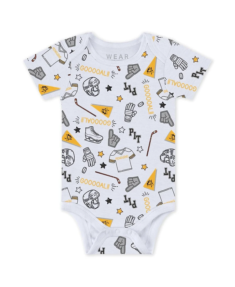 Wear by Erin Andrews Baby Boys and Girls 3-Piece Pittsburgh Penguins Turn Me Around Bodysuits Pants Set