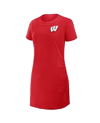 Fanatics Women's Red Wisconsin Badgers Ruched Drape T-Shirt Dress