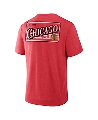 Fanatics Men's Heather Red Chicago Blackhawks Fan Lanes Tri-Blend T-Shirt