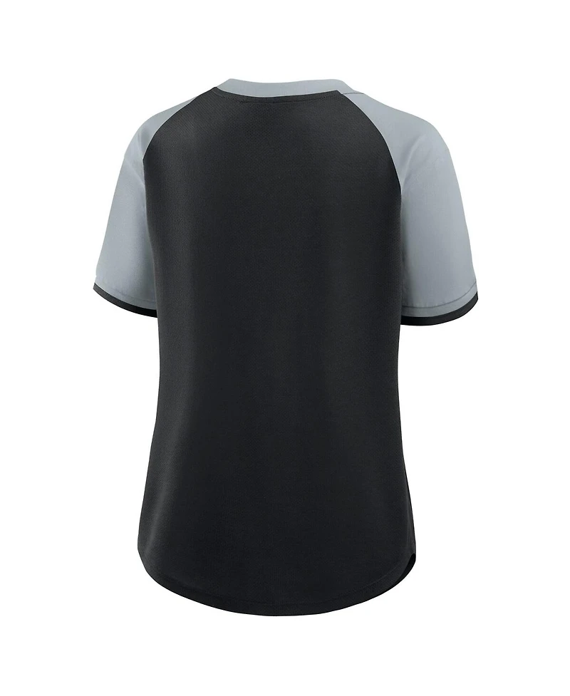 Fanatics Women's Black/Silver Las Vegas Raiders Height Advantage T-Shirt