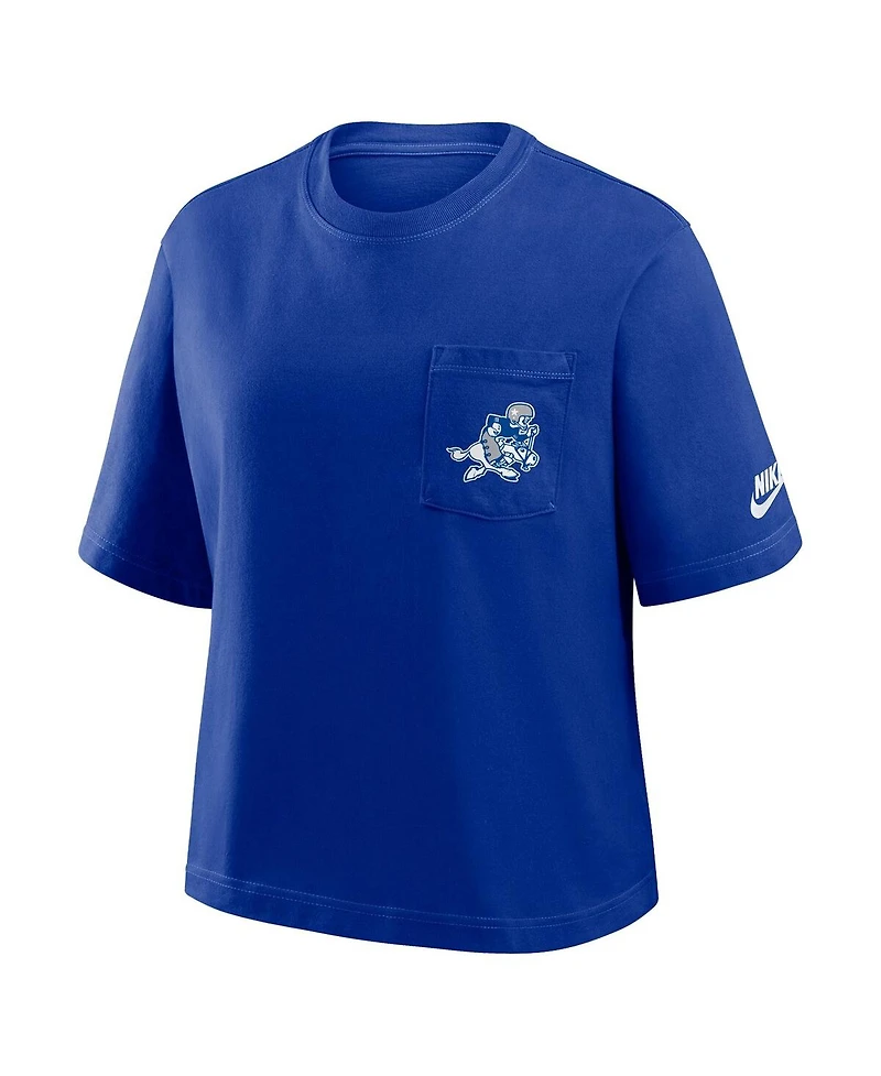 Nike Women's Navy Dallas Cowboys Rewind Pocket Boxy T-Shirt
