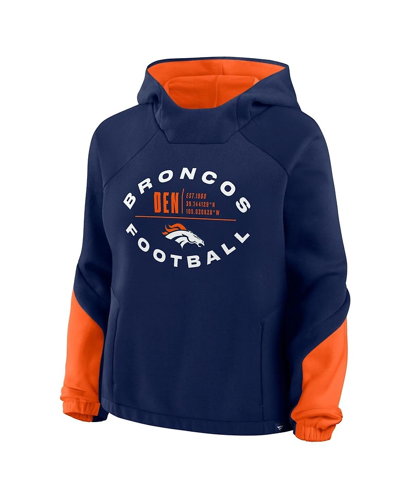 Fanatics Women's Navy Denver Broncos Oversized Redzone Bubble Screen Pullover Hoodie