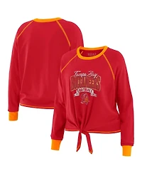 Wear by Erin Andrews Women's Red/Orange Tampa Bay Buccaneers Plus Size Tie-Front Long Sleeve Top