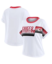 Wear by Erin Andrews Women's White Kansas City Chiefs Cropped Center Stripe Dolman T-Shirt