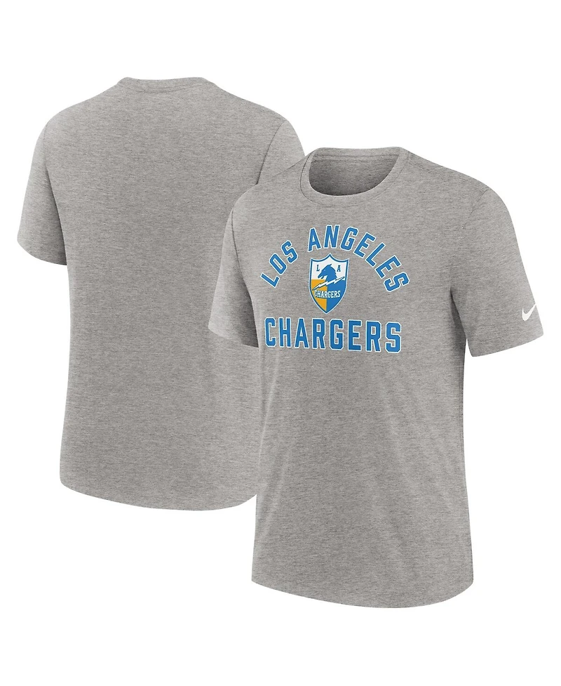 Nike Men's Heather Gray Los Angeles Chargers Favorable Timeline Tri-Blend T-Shirt