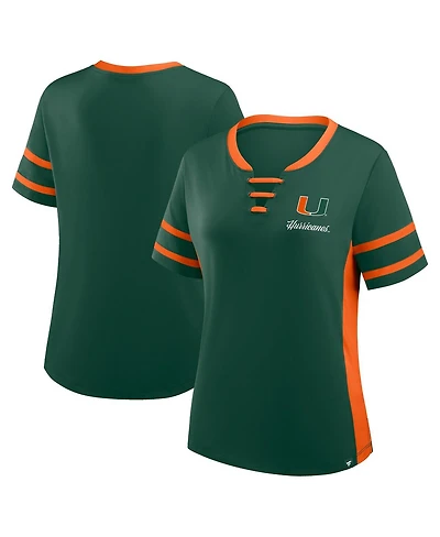 Fanatics Women's Green/Orange Miami Hurricanes Be Fearless Athena Lace-Up T-Shirt