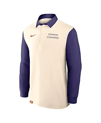 Nike Men's Tan/Purple Clemson Tigers Rugby Long Sleeve Shirt