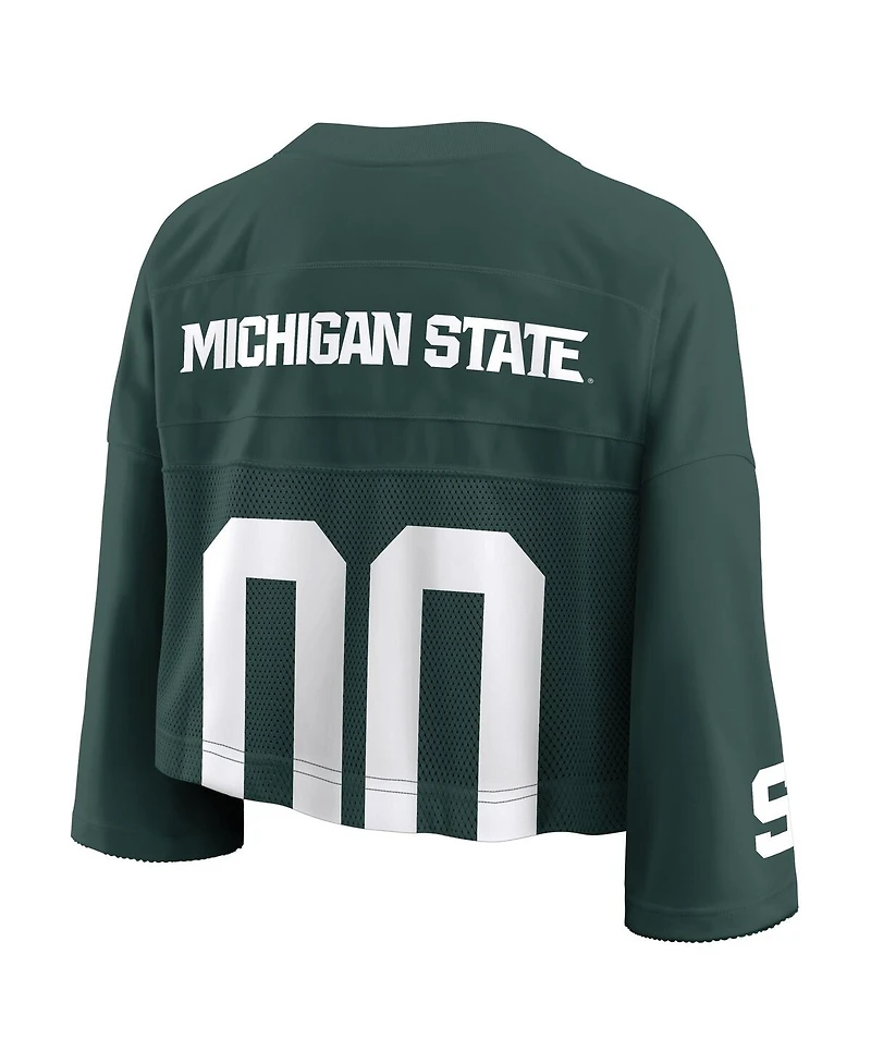 Nike Women's Green Michigan State Spartans Cropped Mesh Fashion Jersey