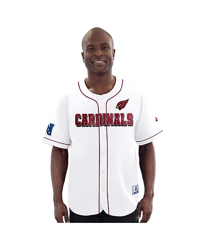 Starter Men's White Arizona Cardinals Relay Full-Button Baseball Jersey