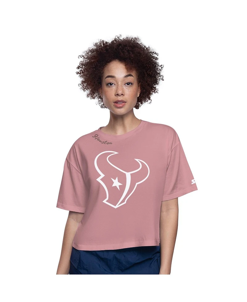 Starter Women's Houston Texans Play the Ball Boxy Cropped T-Shirt