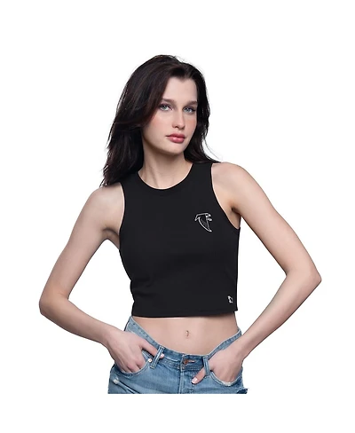 Starter Women's Black Atlanta Falcons Show Up Cropped Tank Top