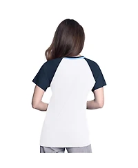 G-iii 4Her by Carl Banks Women's White/Navy Tampa Bay Rays Ball Park Raglan V-Neck T-Shirt