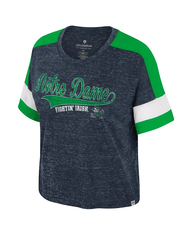 Colosseum Women's Navy Notre Dame Fighting Irish Color Block Scoop Neck T-Shirt